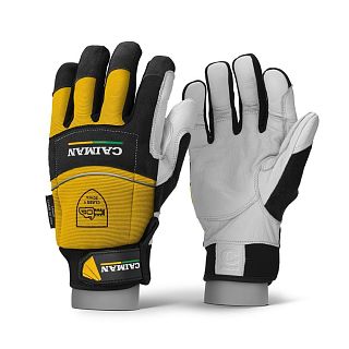 Перчатки с защитой от порезов цепной пилой, класс защиты 1, натуральная кожа и ткань, CAIMAN CHAIN 20 Ultra, p-p: L